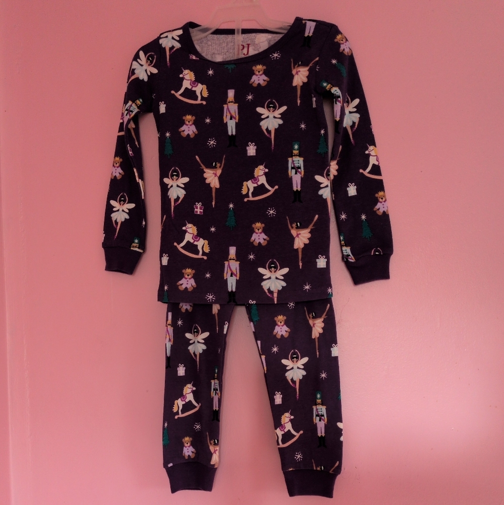 Children's Place Glow Nutcracker Ballerina & Bear Snug Fit Purple Cotton Pajamas - Picture 5 of 7